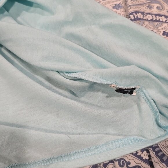 ❤️10/$40 Euc Women's Light Blue Lace Sleeve Top - Picture 2 of 3